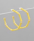 Yellow Color Bamboo Metal Earrings.