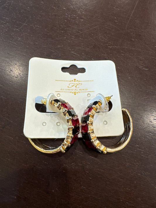 Gameday Baguette Glass Hoop Earrings