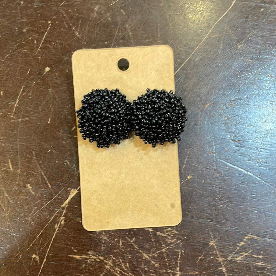 Beaded PomPom Earrings