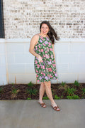 Womens Romantic Floral Halter Neck Tiered Midi Dress