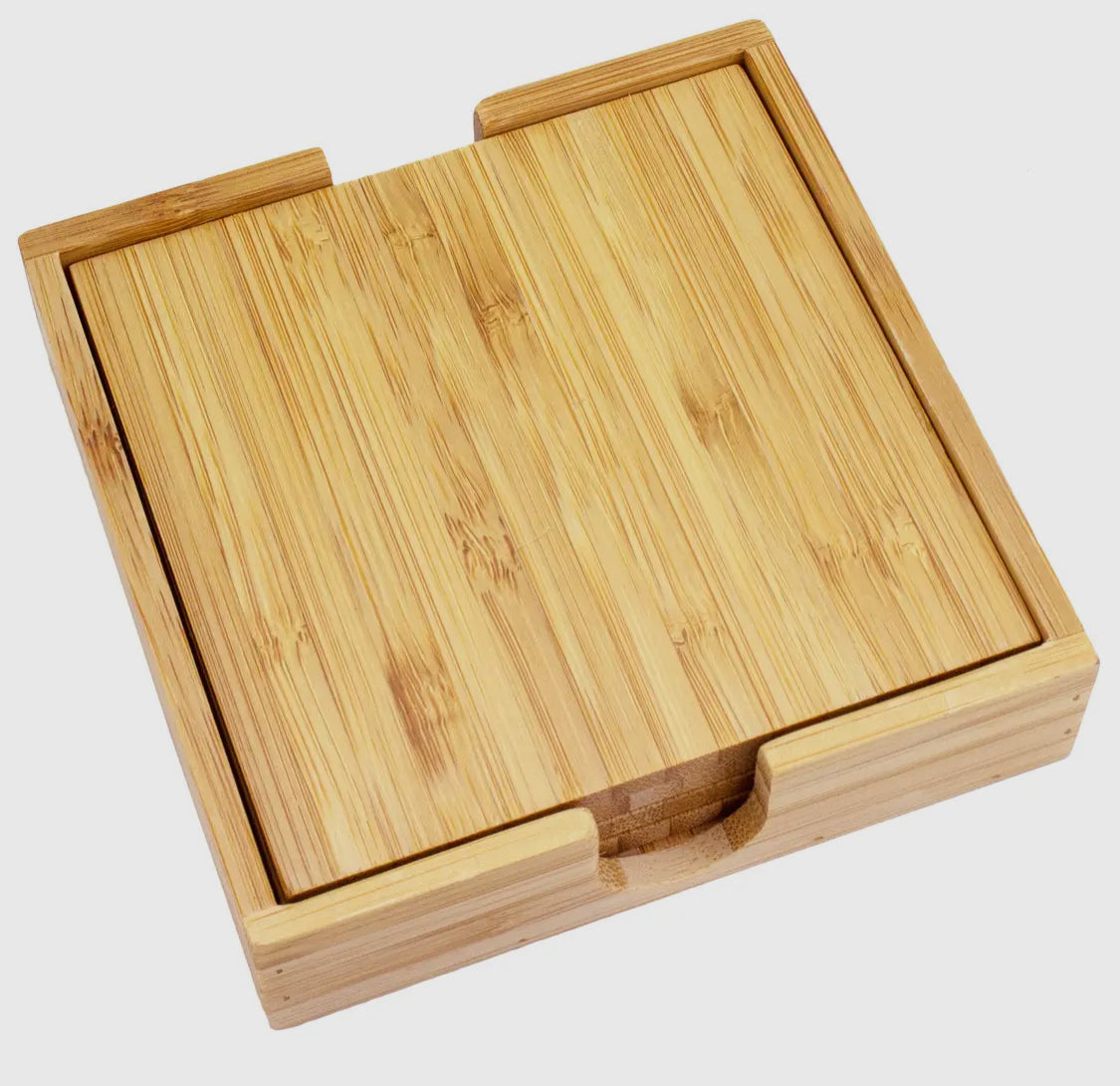 4-Pc. Bamboo Coaster Set with Case