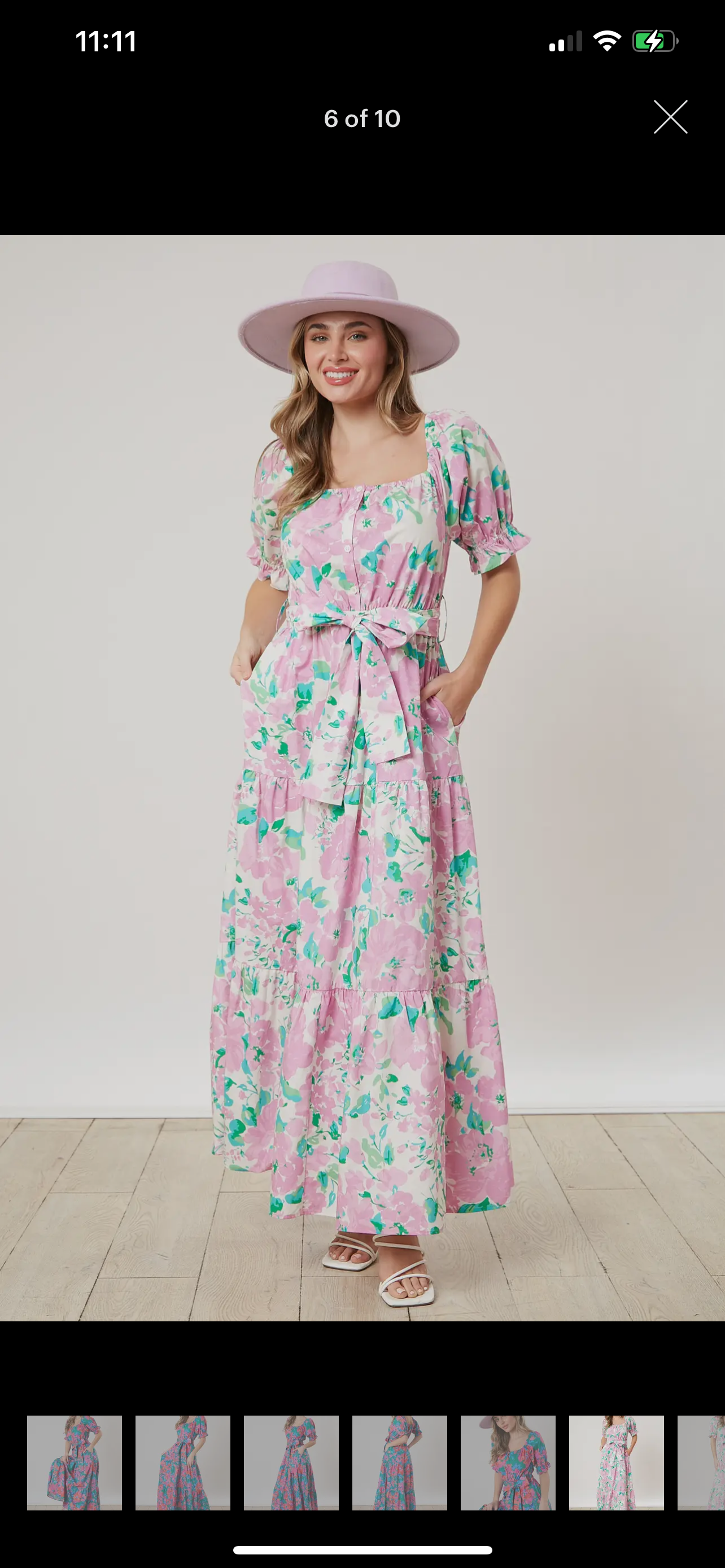 Waist Tie Floral Tiered Maxi Dress