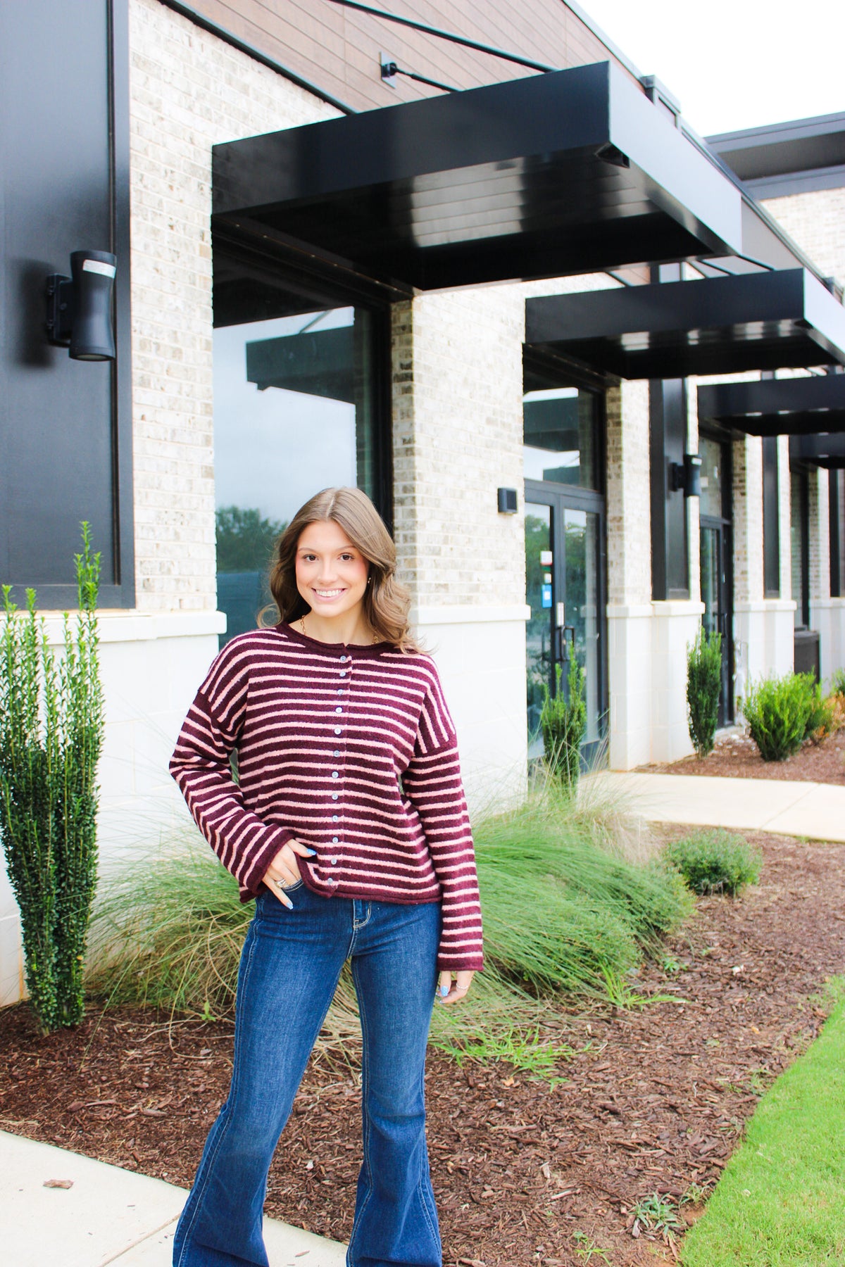 Striped Long Sleeve Cardigan