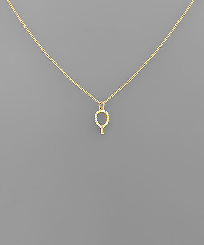Pave Outline Pickleball Pendant Necklace