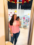 Striped short dolman sleeve top