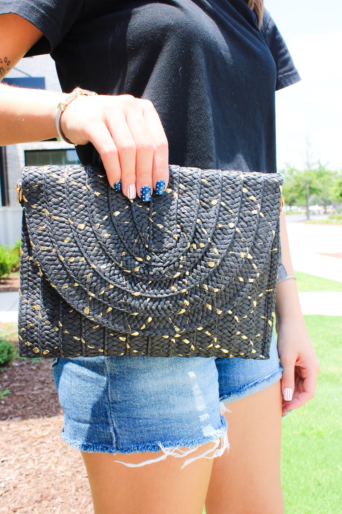 Half Moon Straw Beach Clutch