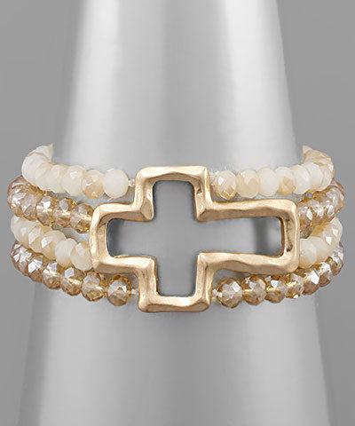 Cross Glass Bead Bracelet