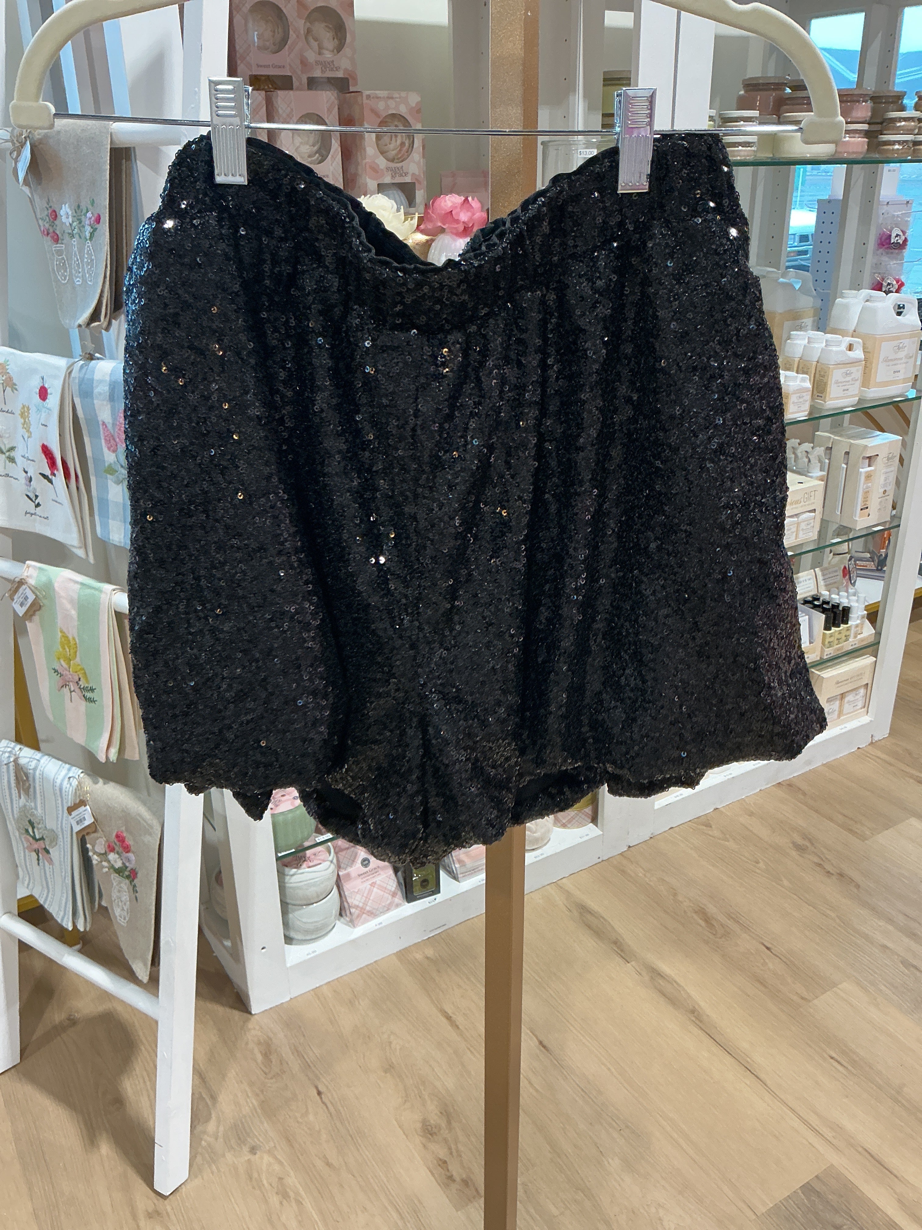 Sequin Black Shorts
