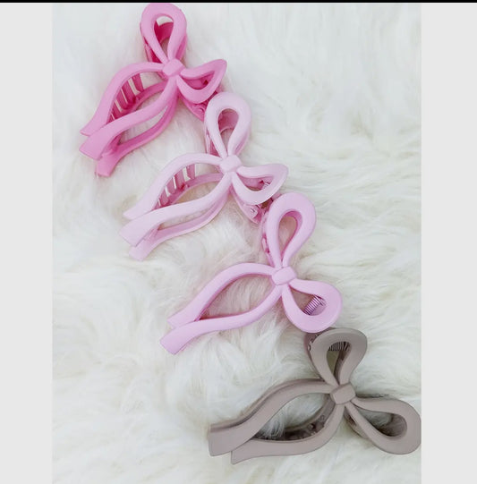 Assorted Pink and Taupe Shades of Bow Clip