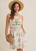 Mediterranean Muse Exclusive Print Smocked Back Halter Mini