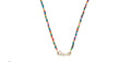 "Love" Rainbow Beaded Script Necklace in Shiny Gold