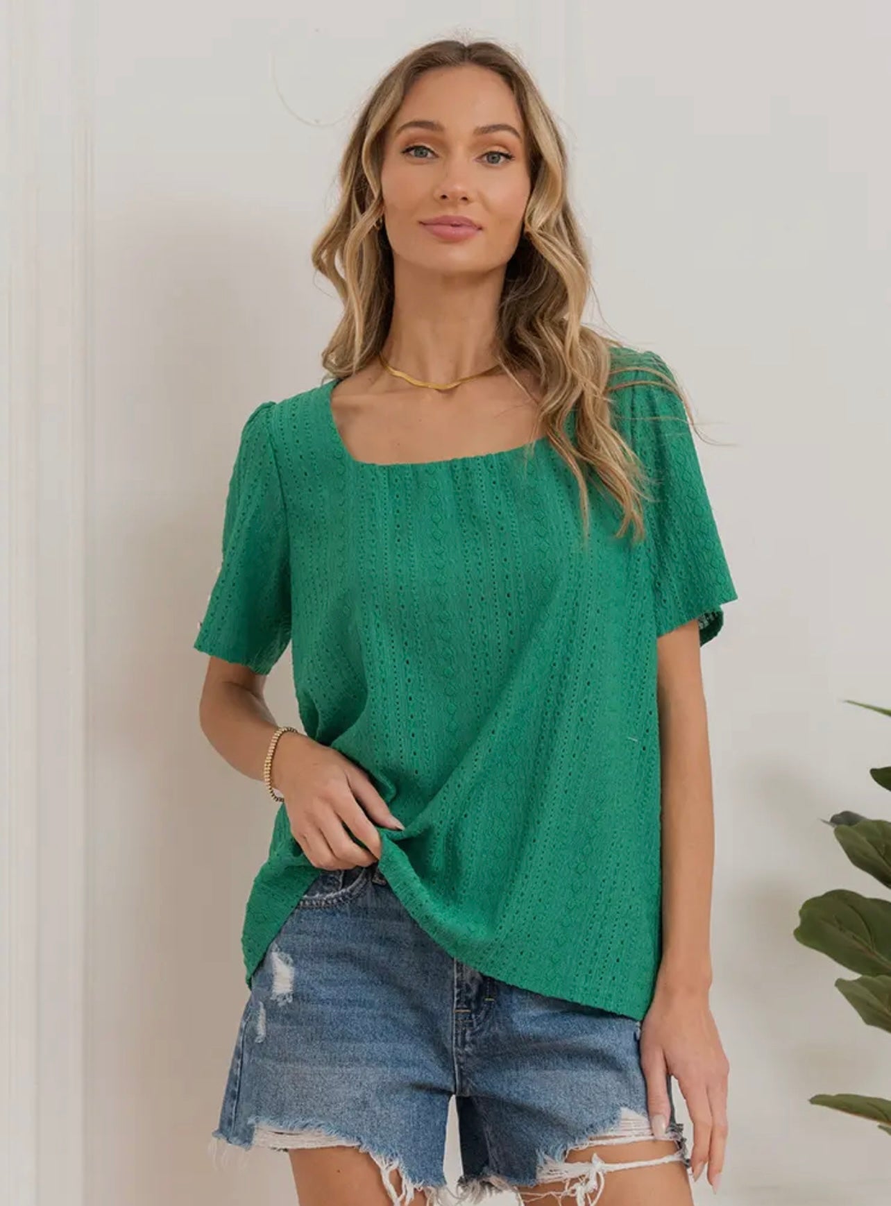 Square Neck Cable Knit Top