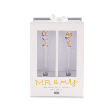 Mr and Mrs Boxed Champagne Glasses