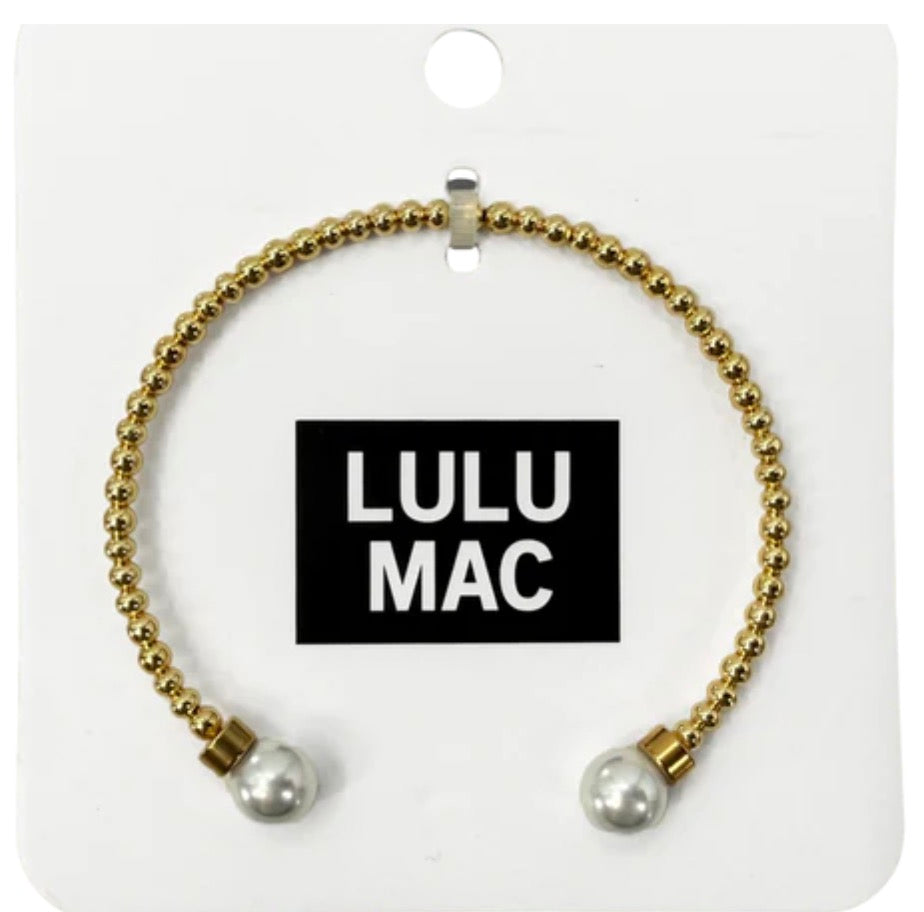 Lulu Mac Cuff Bracelet Pearl Gold