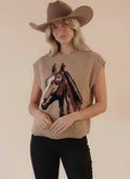 Horse Graphic Hem Vest Sweater