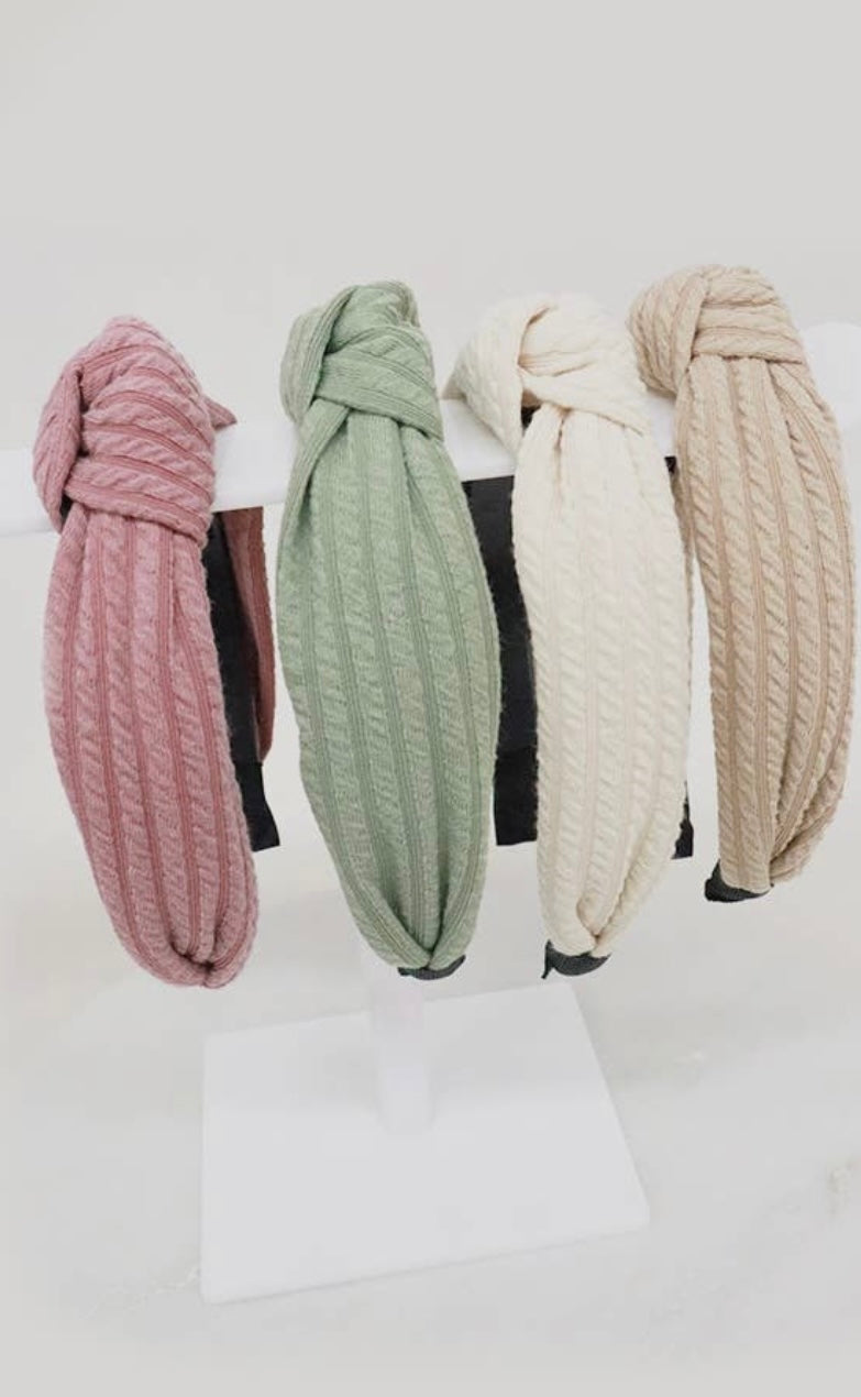 Assorted ribbed topknot headbands.