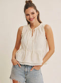 Charming Relaxed Babydoll Embroidery
Blouse Top