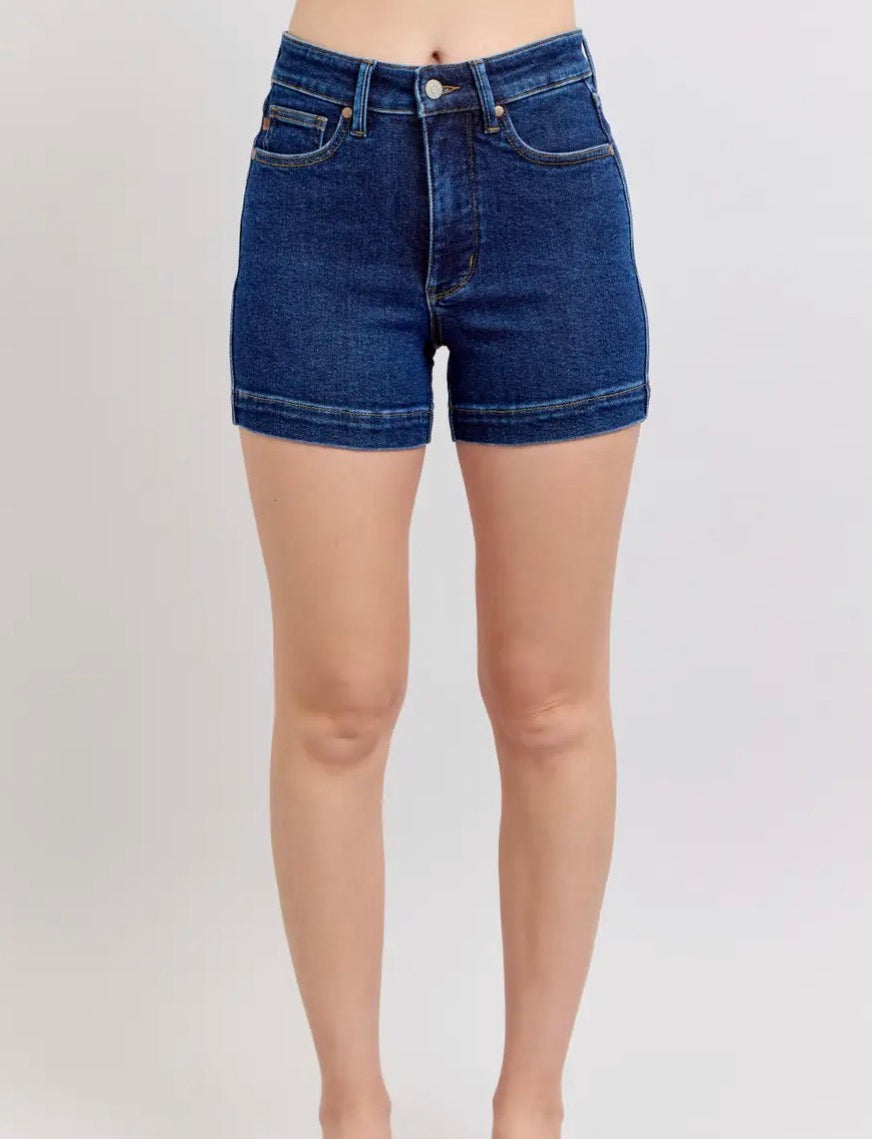 Dark Washed High Waisted Tummy Control Short