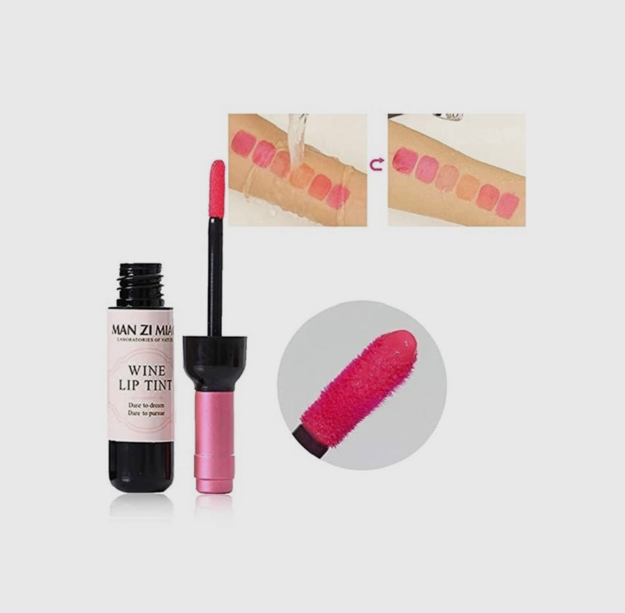 Pink wine lip tint.