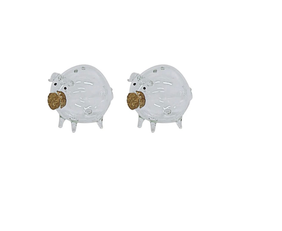 Glass Pig Salt & Pepper Shakers