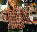 Checkered Ruffle Hemline Top