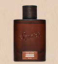 Dr. Squatch Cologne "Fireside Bourbon" in brown bottle.