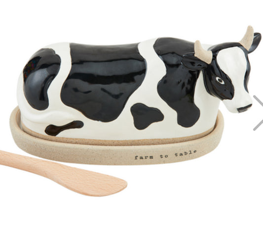 Cow Stoneware Butter Dish