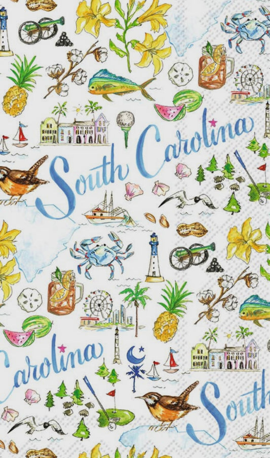 Guest napkins with South Carolina icons.