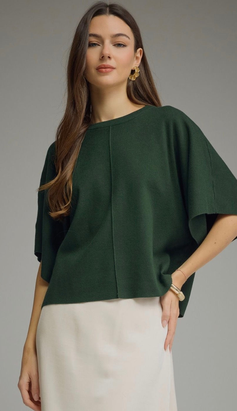 Solid short sleeve knit top