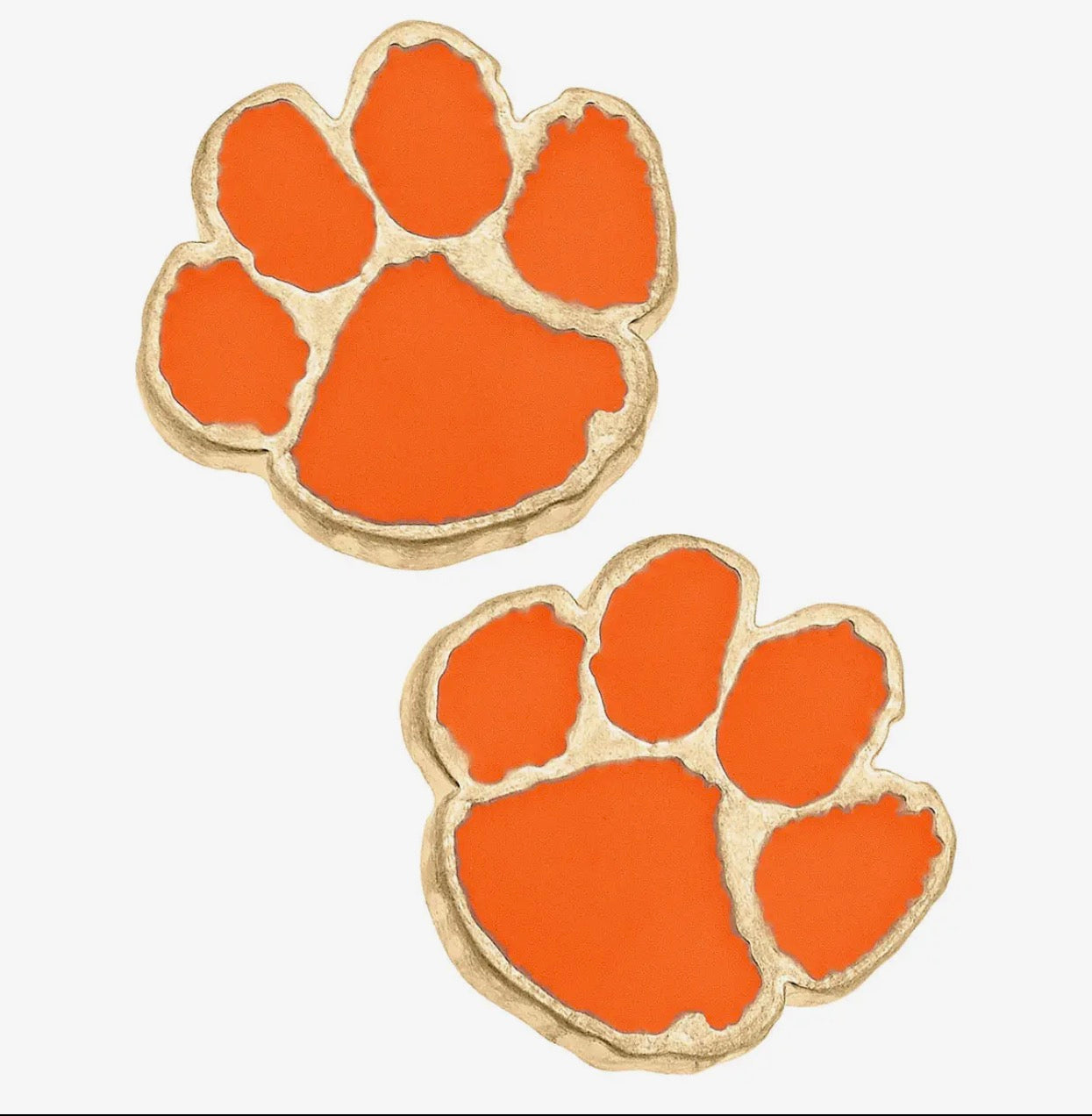 Clemson Enamel Earrings in Shiny Gold