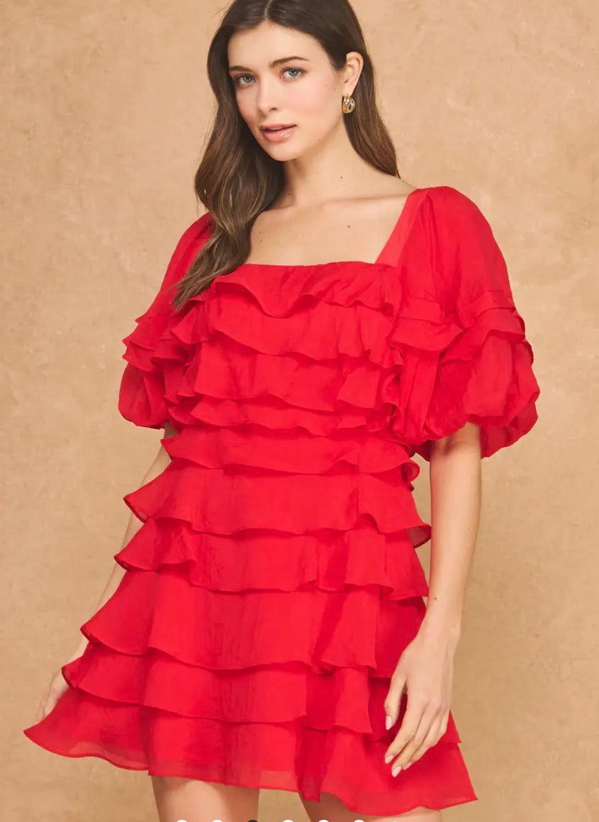 Tired Ruffled Layered Mini Dress