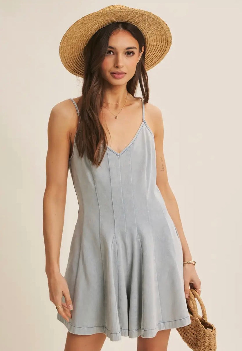 Summer Pield Romance Mineral-Washed Pit and Flare Romper