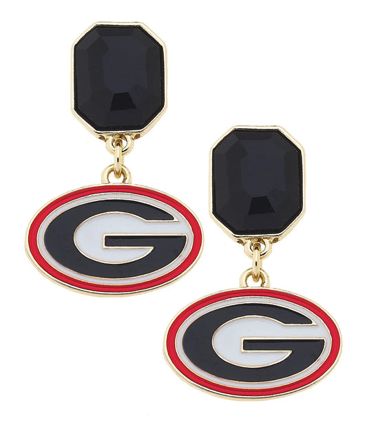 Georgia Bulldogs Rhinestone Enamel Earrings