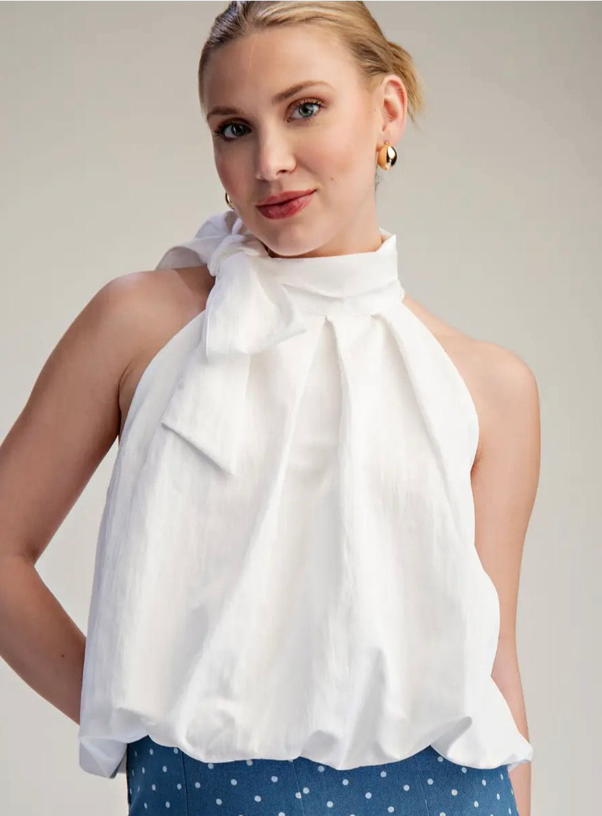High Neck Tie Bubble Top