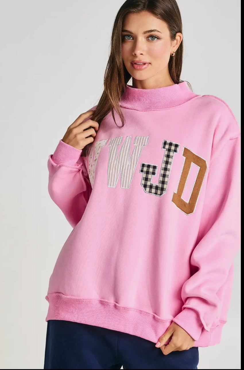 WWJD Patchwork Mockneck