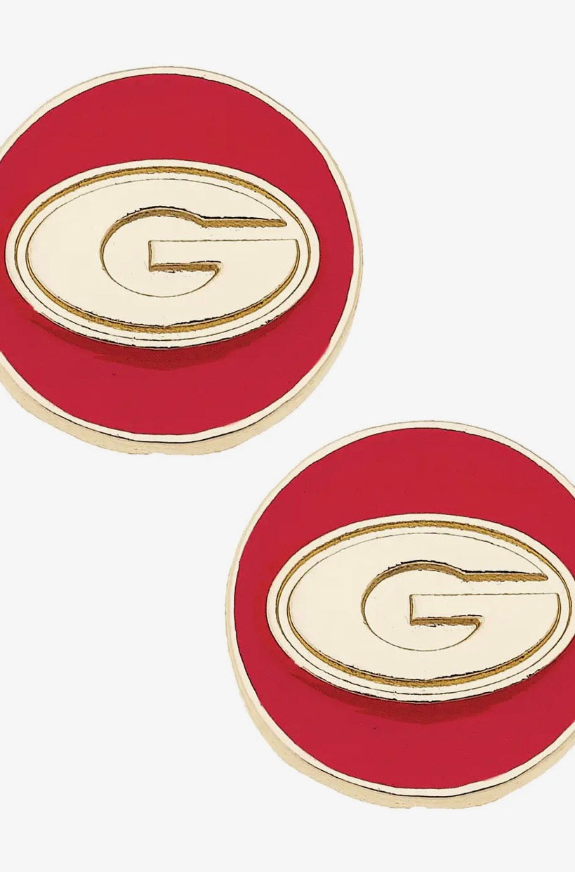 Georgia Bulldogs Enamel Logo Stud Earrings in shiny gold