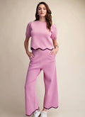 Round Neck Scallop Knit Set