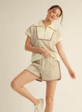 Drop shoulder top and shorts set