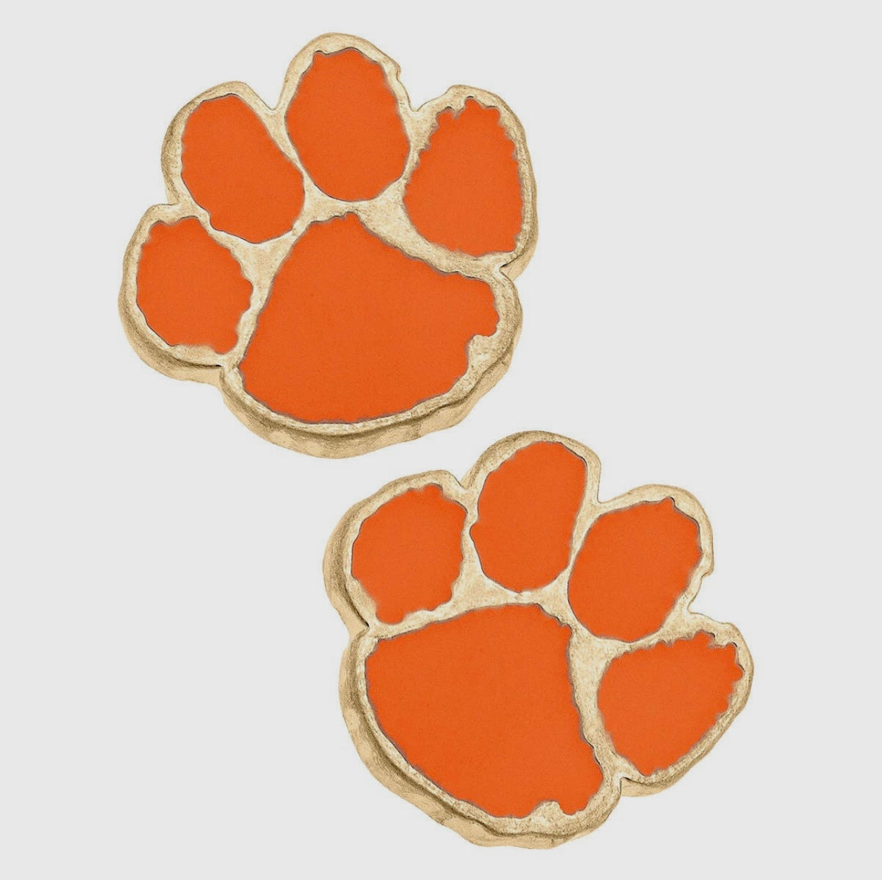 Enamel Collegiate Stud Earrings featuring orange tiger paw for the Clemson University.