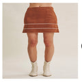 MODERN WESTERN TWIST EMBROIDERED STRETCHY VEGAN SUEDE SKIRT