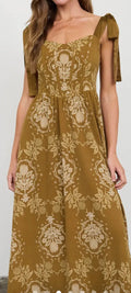 Medallion Pattern Tie Strap Midi Dress
