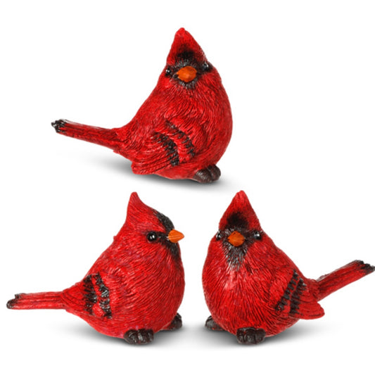 Resin cardinal figurines.
