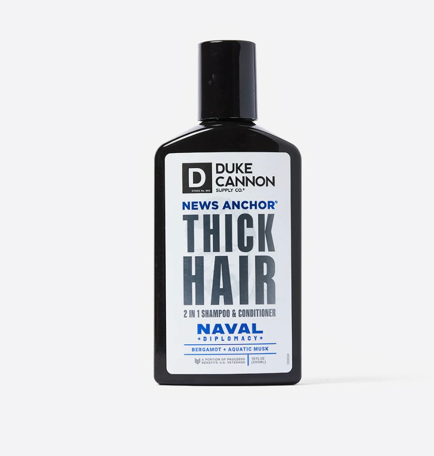 "Naval Diplomacy" Duke Cannon Supply Co. News Anchor 2-in-1 hair wash.