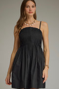 Solid Straight Neck Sleeveless Mini Dress