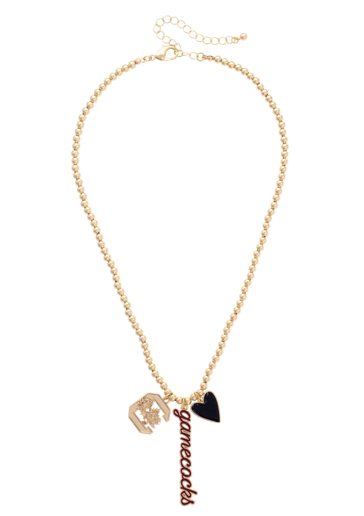 Gamecocks Ball Bead Charm Necklace