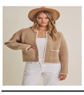 CRISP AIR SOFT BRUSH WOOL BLEND SWEATER CARDIGAN JACKET
