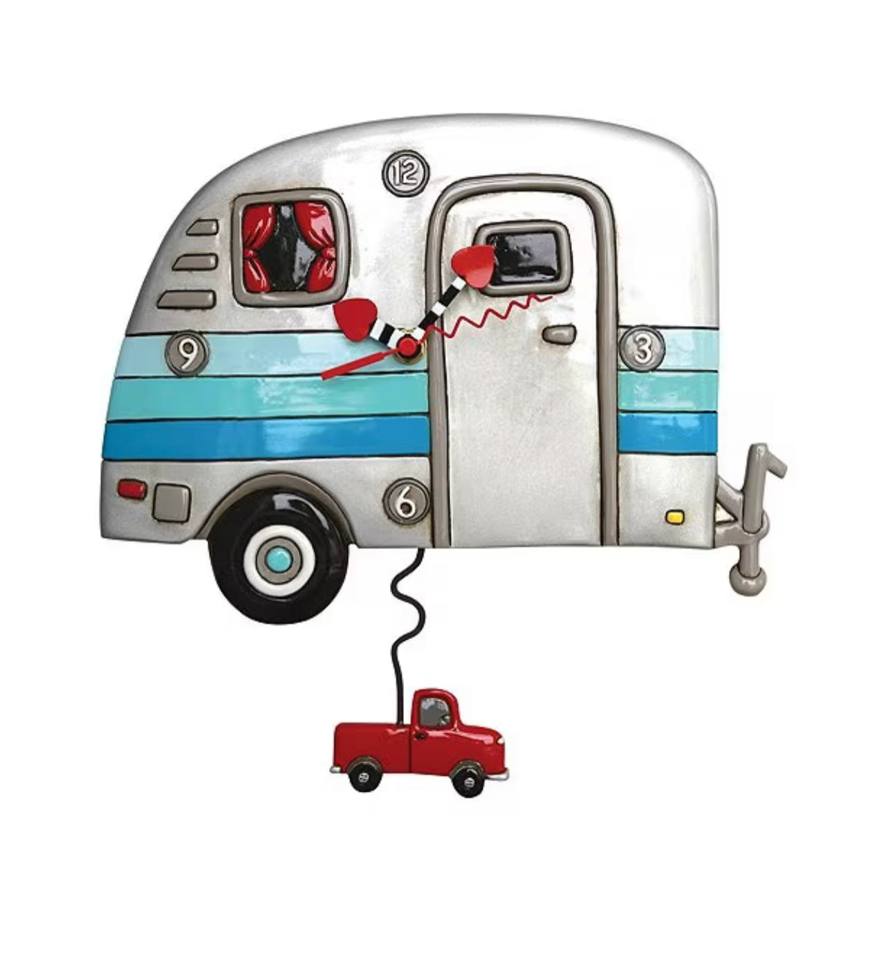 Clock shaped like a vintage camper.