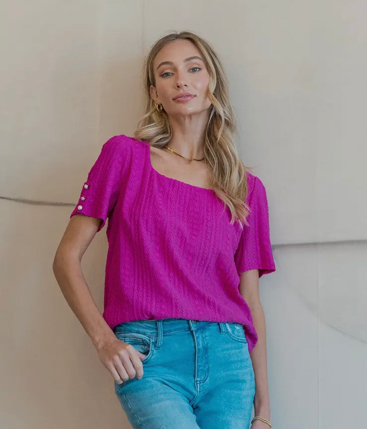 Square Neck Cable Knit Top