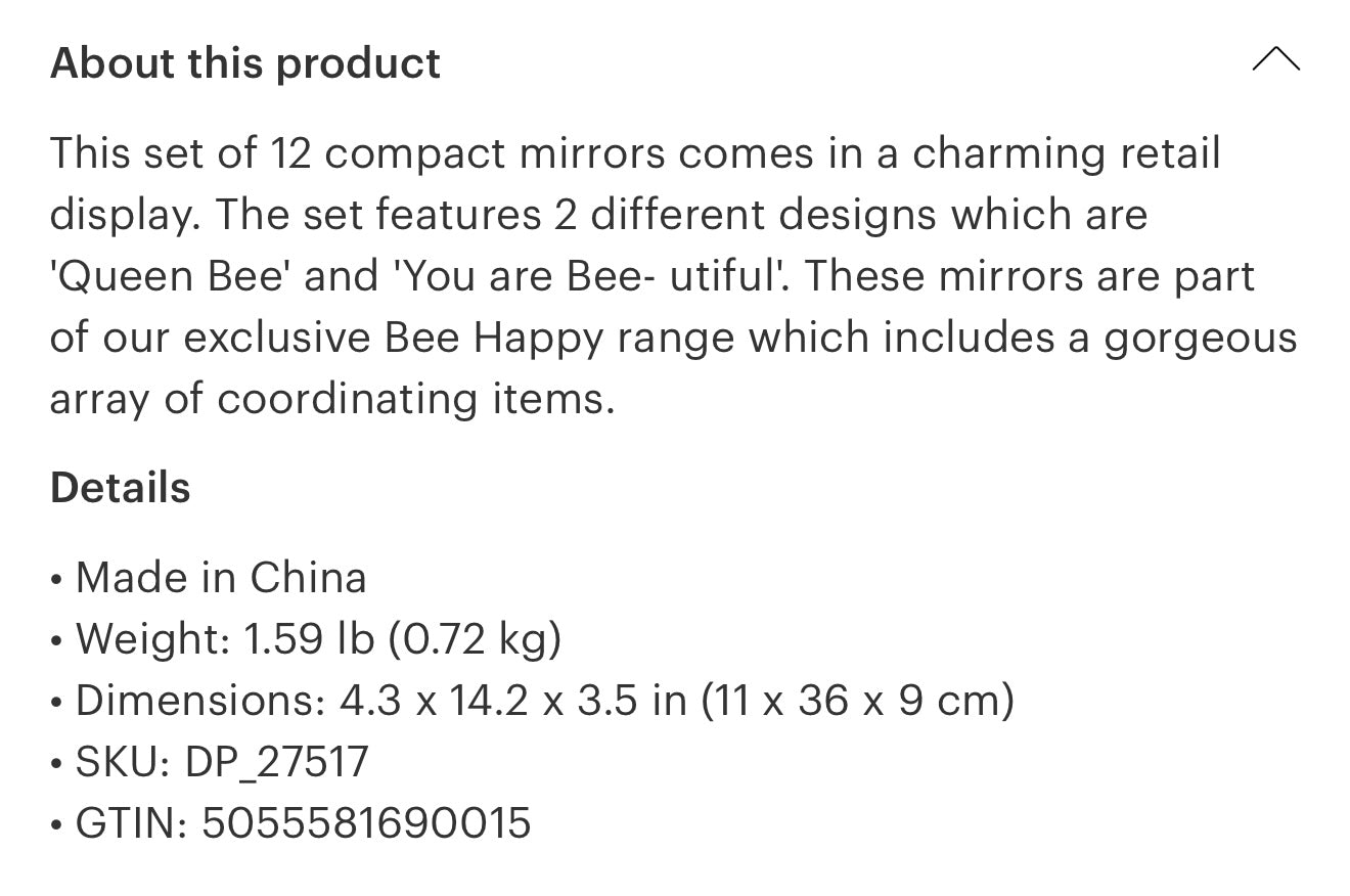 Bee Happy Compact Mirrors
