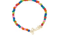 "Faith" Rainbow Beaded Stretch Bracelet in Shiny Gold